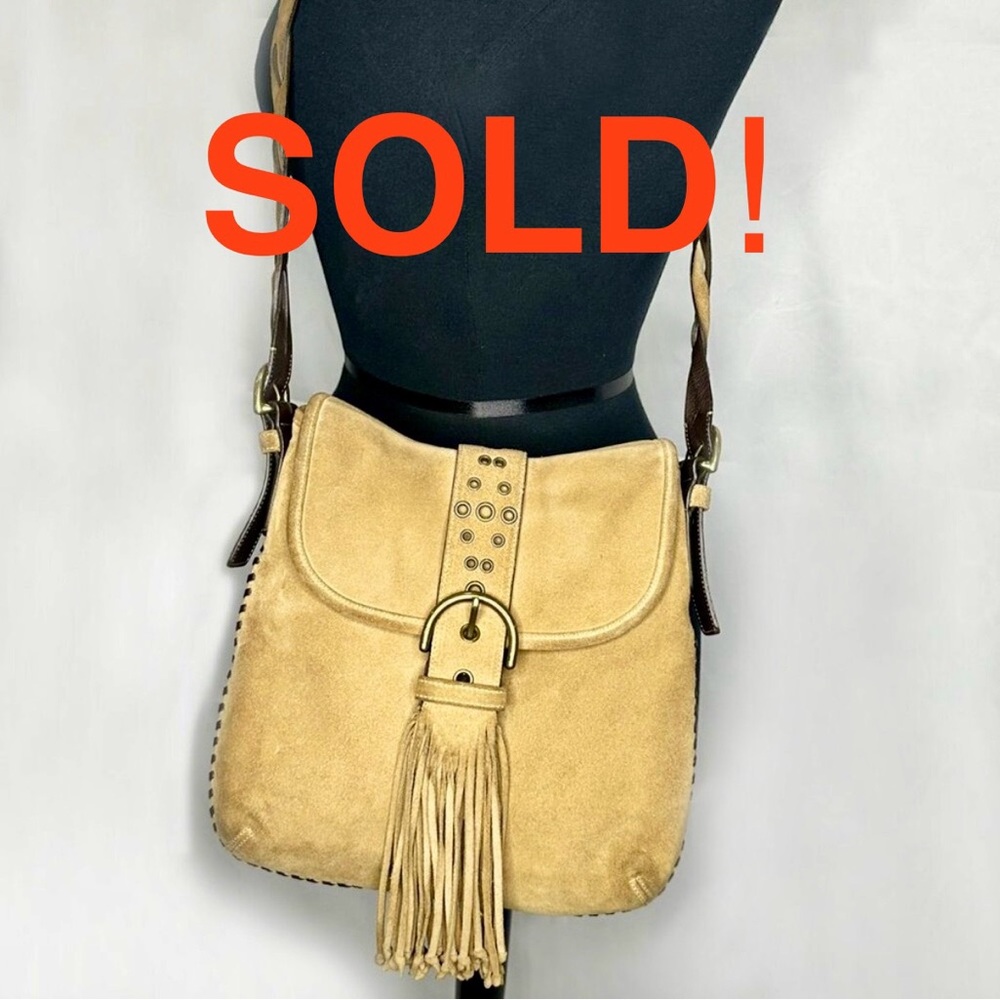 Coach Soho Suede Fringe Hobo Bag 9184 Braided Strap Grommet Tassel Boho Crossbod